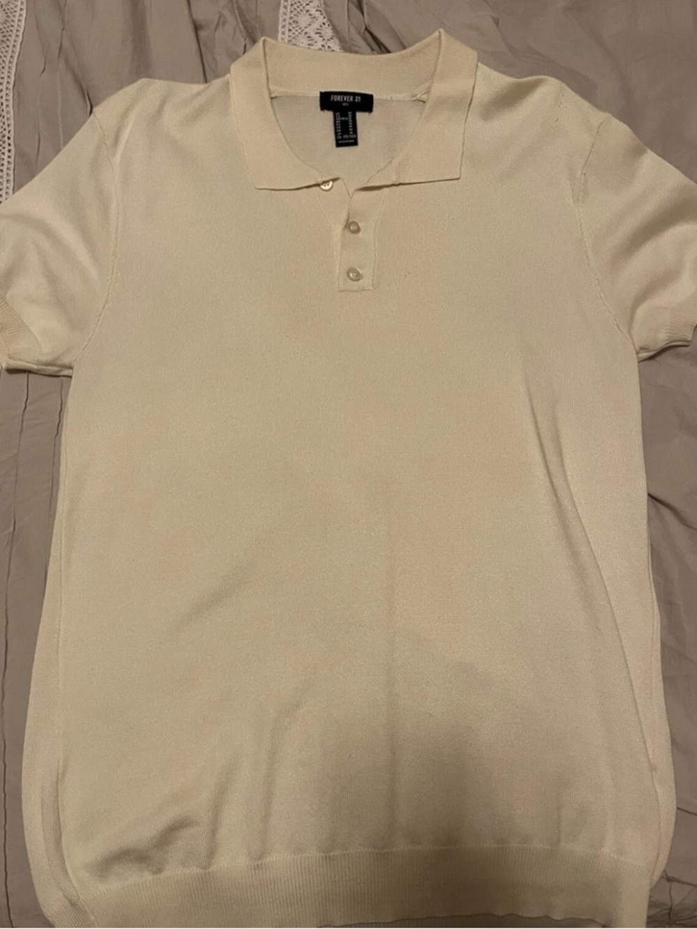 Forever 21 Men's Light Cream Polo